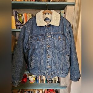 Vintage 1990s Brittania Denim Sherpa Jacket Size L